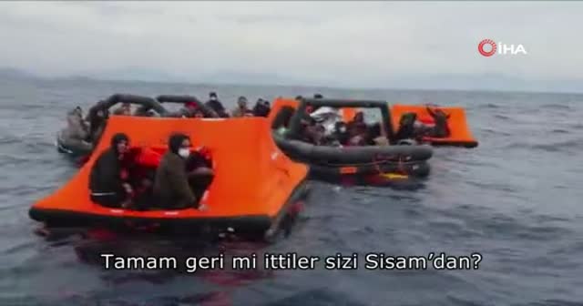 Türk Sahil Güvenliğini gören göçmenlerden alkışlarla Türkiye sevinci