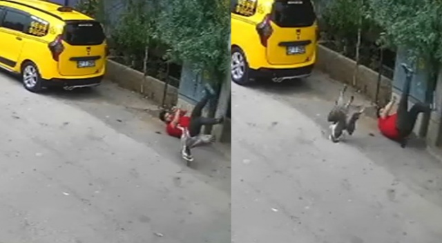 Taş attığı kazlar tarafından kovalanınca yere düşüp sürüklendi