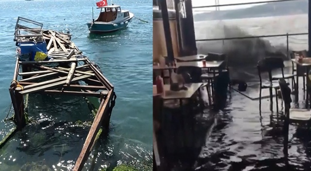 Savaş gemilerinin dalgası kafe ve balıkçıları vurdu