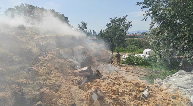 Depolanan tonlarca saman alev aldı! 150 bin liralık zarar oluştu