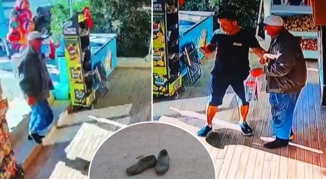 Market kirlenmesin diye ayakkabılarını çıkarıp içeri girdi