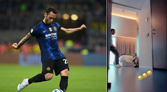 Hakan Çalhanoğlu takım arkadaşını şakaladı! Kahkaha tufanı...