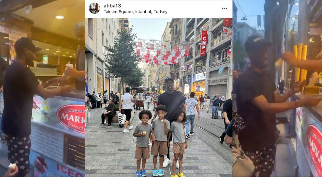 Atiba Hutchinson Taksim'de Maraş dondurmacısıyla ilginç anlar yaşadı