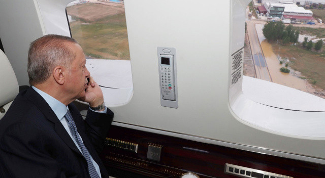 Erdoğan, selden etkilenen Akyurt'u helikopterden inceli! İlk tespitleri yaptı