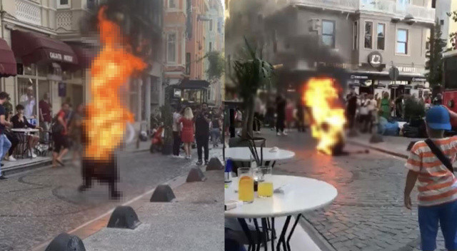 Galata'daki dehşette gelişme! Kendini yakan genç hayatını kaybetti
