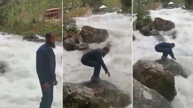 Turist akıntıya kapıldı! Son anlarını ailesi saniye saniye kaydetti