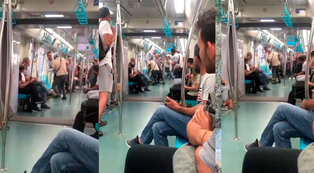 Pendik'te Marmaray'da güreşir gibi kavga ettiler