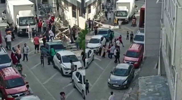 Şaşkına çeviren görüntüler! Kadınların kavgasına erkekler dahil oldu: Ortalık meydan savaşına döndü