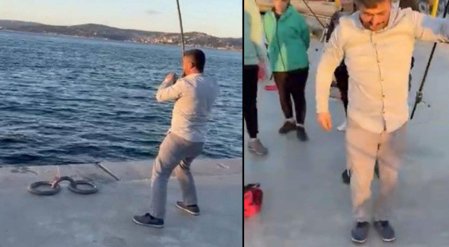 Beykoz'da ilginç anlar! Balık tutmak için geldi, oltasına takılanı görünce şaşkına döndü