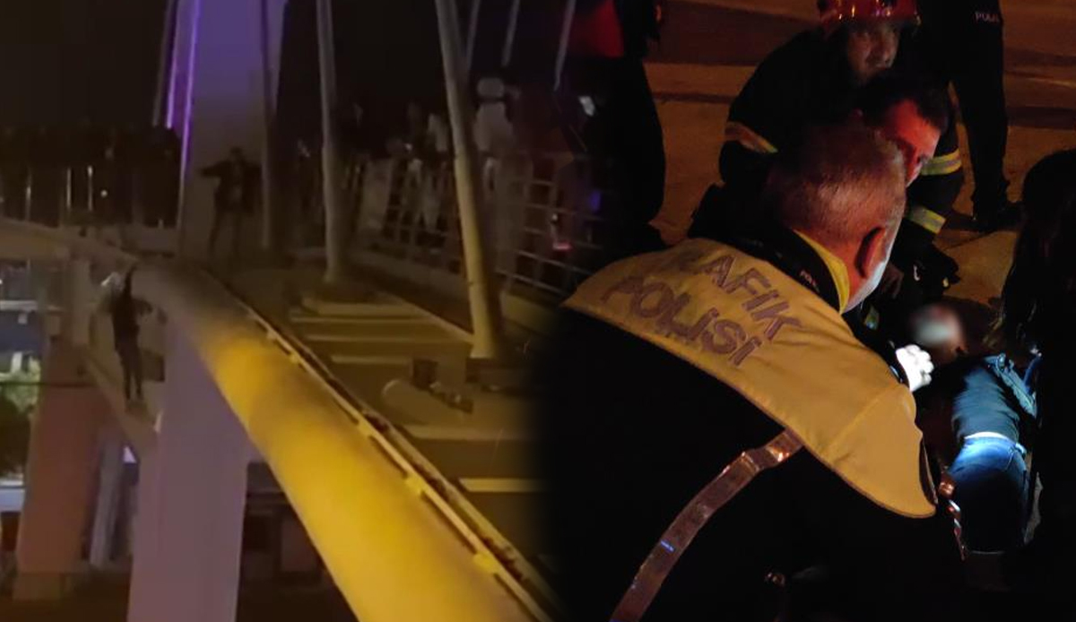 Kendini köprüden atan kızı 3 polis tuttu