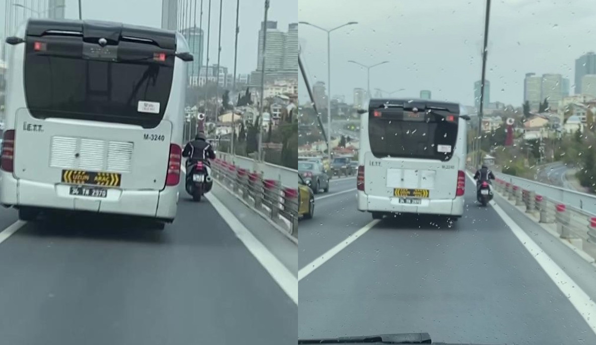Metrobüs şoföründen alkışlanacak hareket! Rüzgarda savrulan motosikletliye siper oldu