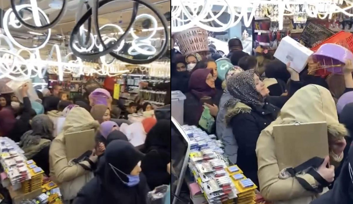 Açılışa özel indirim izdihamı getirdi! Duyan akın etti, kadınlar birbirini ezdi