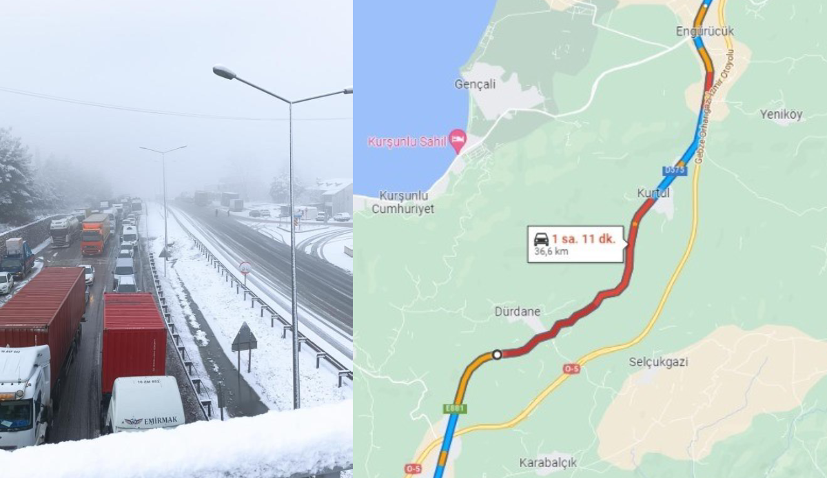 Kar kazayı beraberinde getirdi… İstanbul yolu trafiğe kapandı!