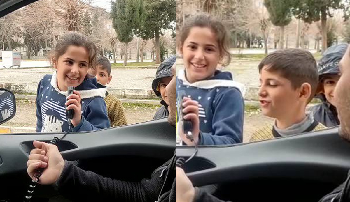 Adıyaman'da küçük kızın polis telsizinden söylediği şarkı yürek burktu