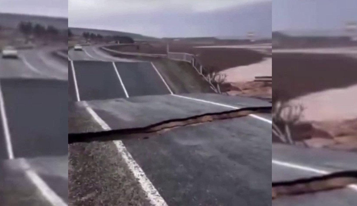 Sel felaketinden korkunç görüntüler! Suyun yuttuğu yol kağıt gibi parçalandı