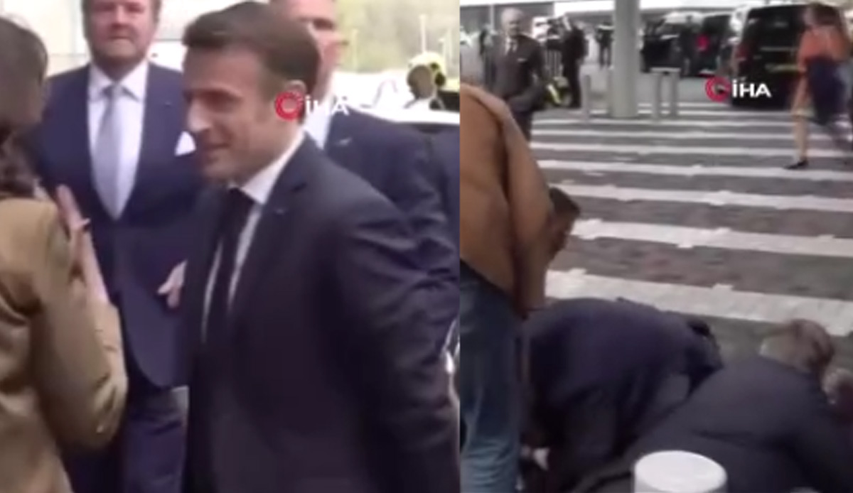Macron neye uğradığını şaşırdı: Gösterici son anda engellendi