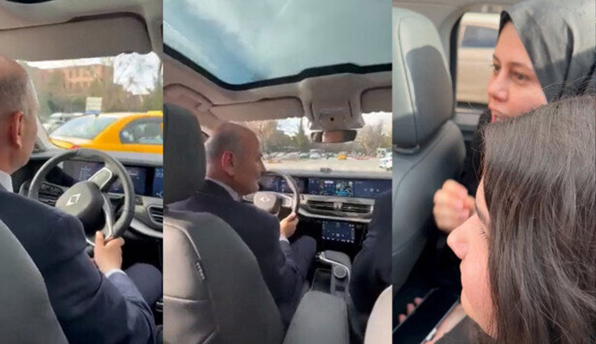 Bakan Soylu gençlerle Togg turunda
