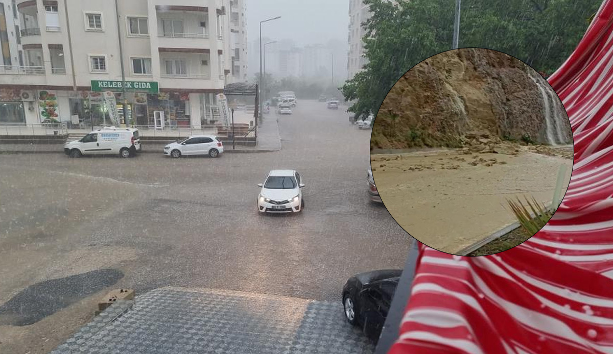 Kozan’da şiddetli sağanak, sokak ve caddeler dereye döndü su bastı, dereler taştı