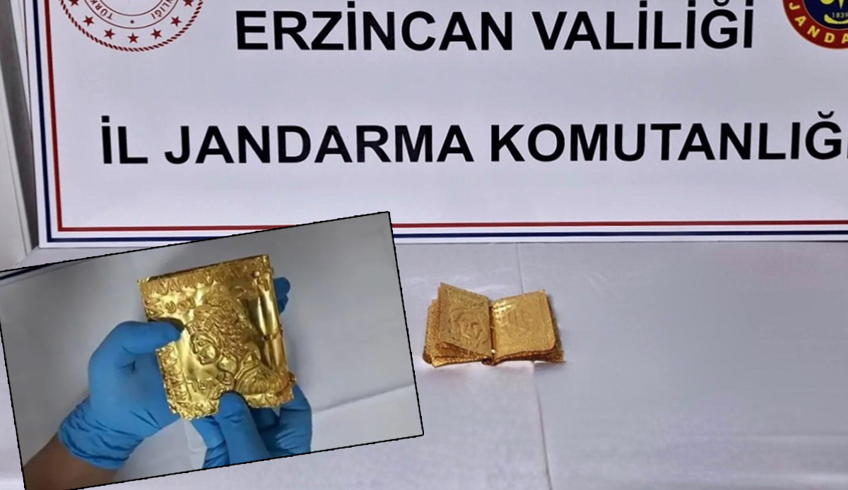 Erzincan’da altın kitap ele geçirildi! Sayfaları 24 ayar saf altından!