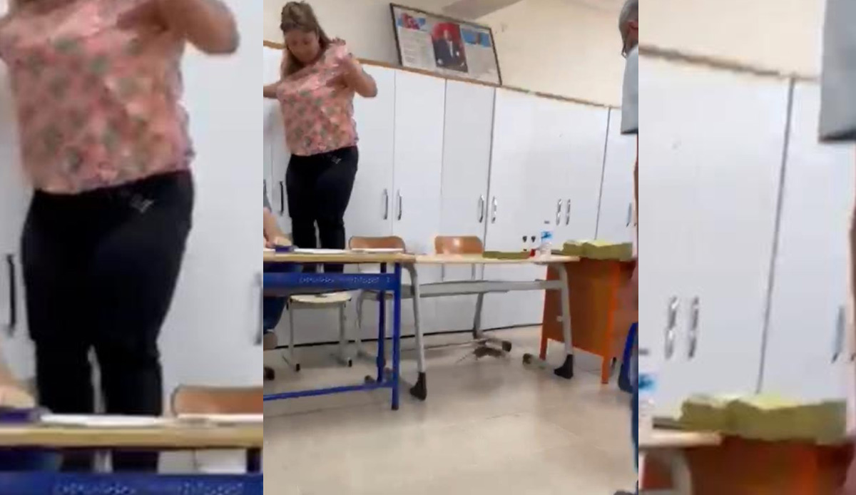 Oy kullanılan okulda fare paniği! Görevliler sopayla kovaladı