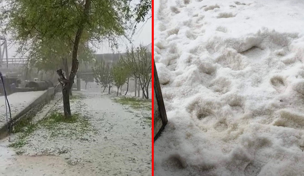 Vatandaş neye uğradığını şaşırdı…  Yaz günü dolu yağdı!