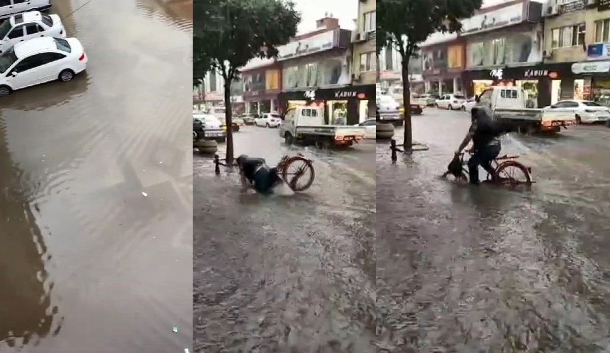 Yağmurlu havada bisikletinin hazin sonu kamerada