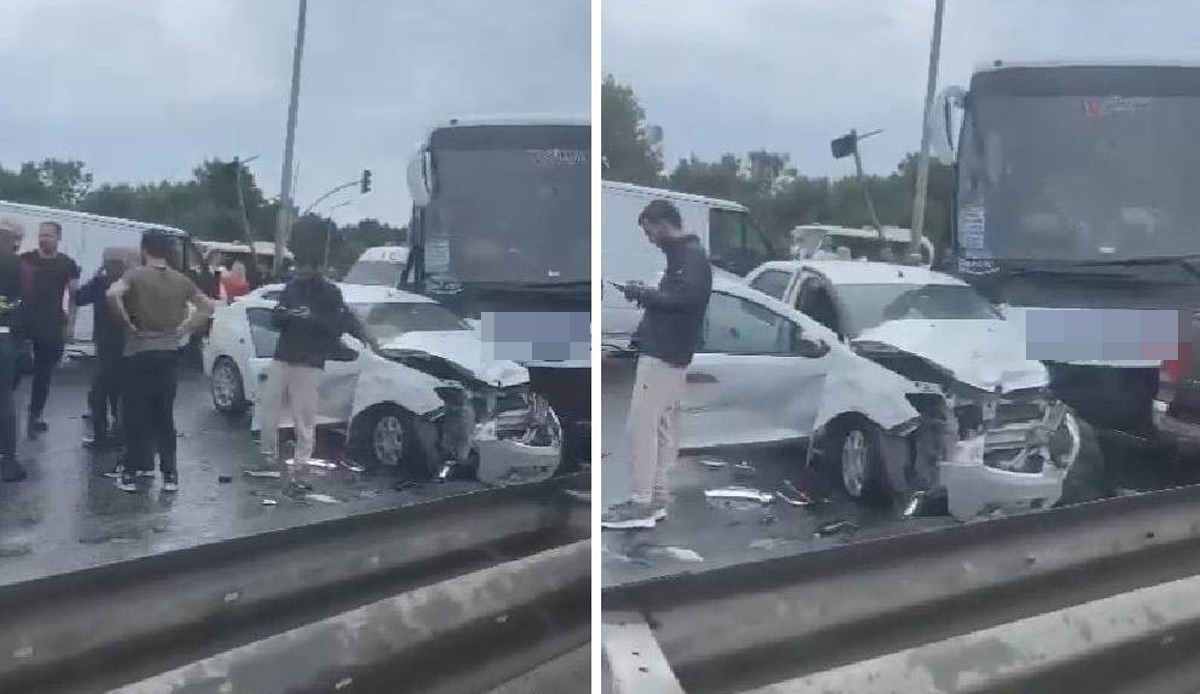 Arnavutköy'de yolcu otobüsü karşı şeride geçti, çok sayıda araca çarptı!