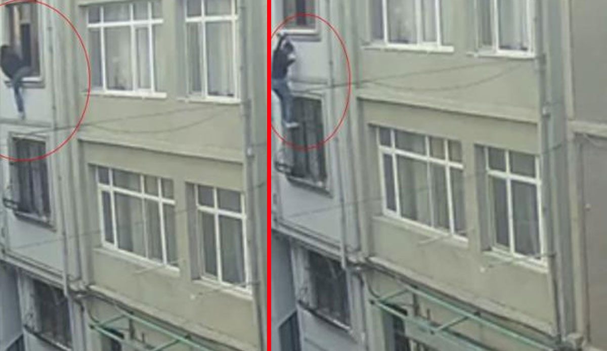Örümcek hırsız kamerada! 3. kata böyle tırmandı…
