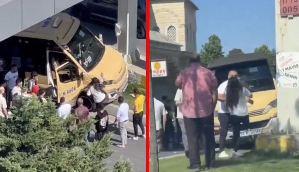 Minibüste sinir krizi: Direksiyonu kırdı, araca tekmeler attı