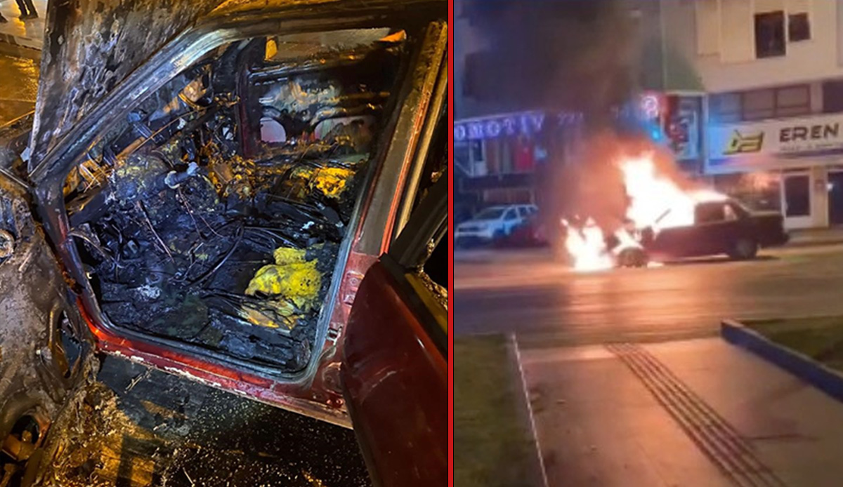 Seyir halindeki otomobil alev alev yandı