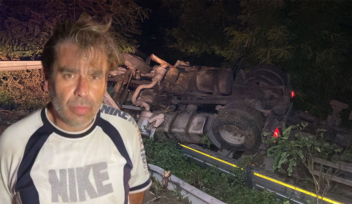 Takla atan tırdan burnu bile kanamadan çıktı!