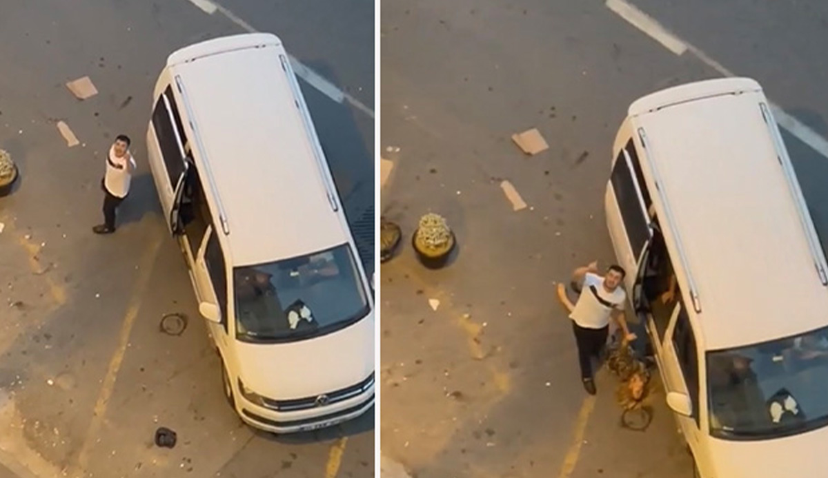 İstanbul'un göbeğinde korkunç anlar: Kadını sokak ortasında dövüp bayılttı, çevredekilere tehditler savurdu