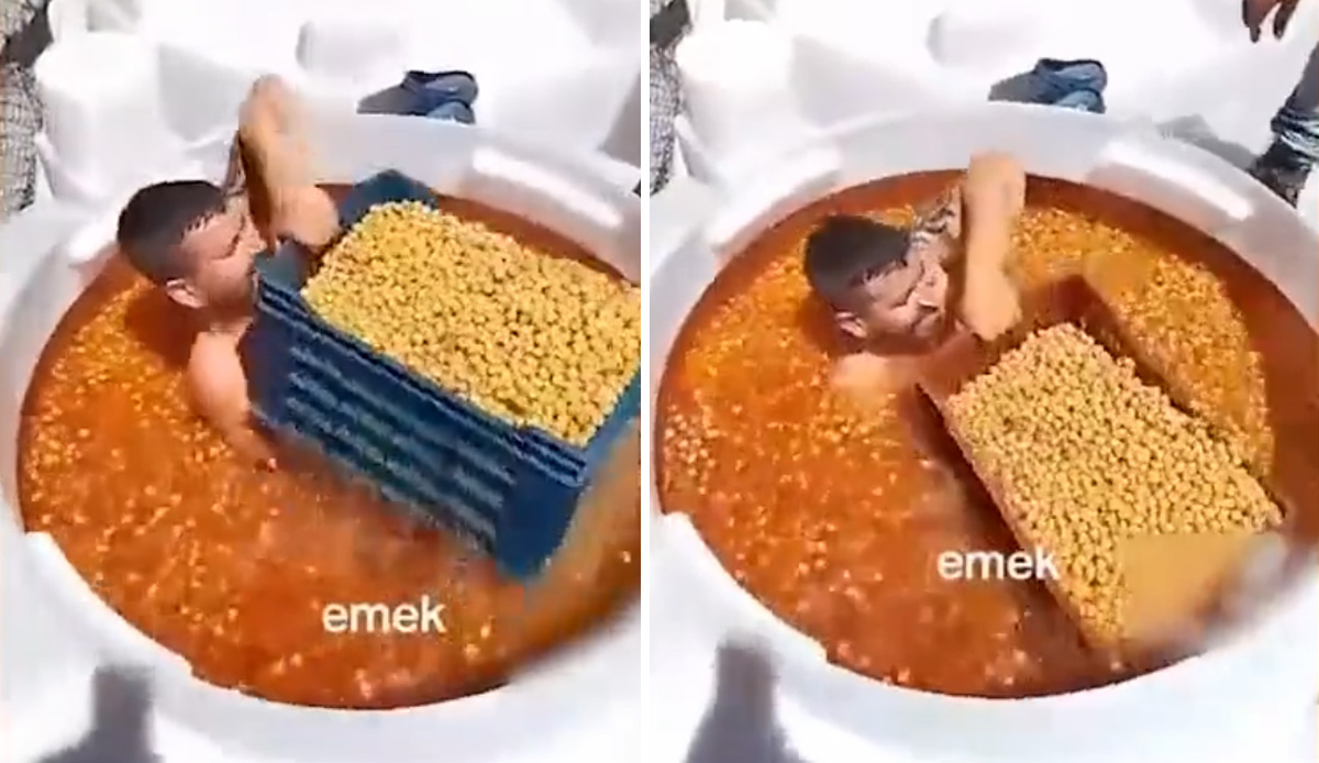 Çıplak halde zeytin tankına girdi, o anları sosyal medyada paylaştı