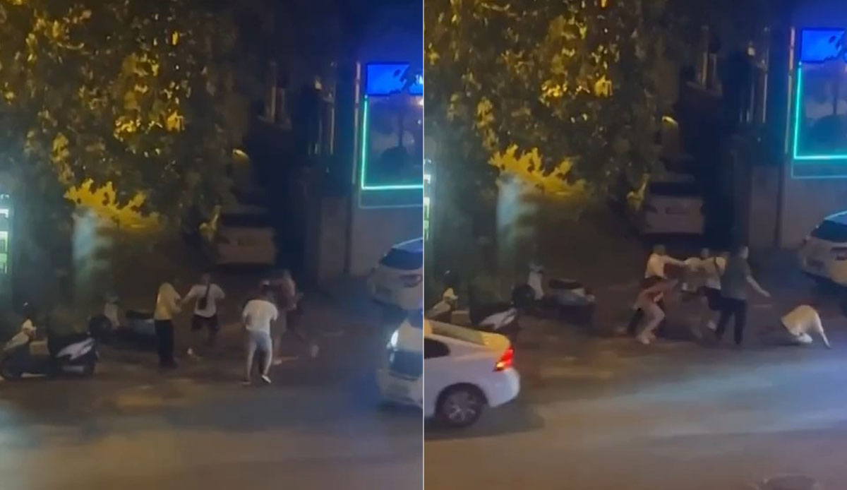 Yan bakma kavgası: Tekme ve yumruklar havada uçuştu