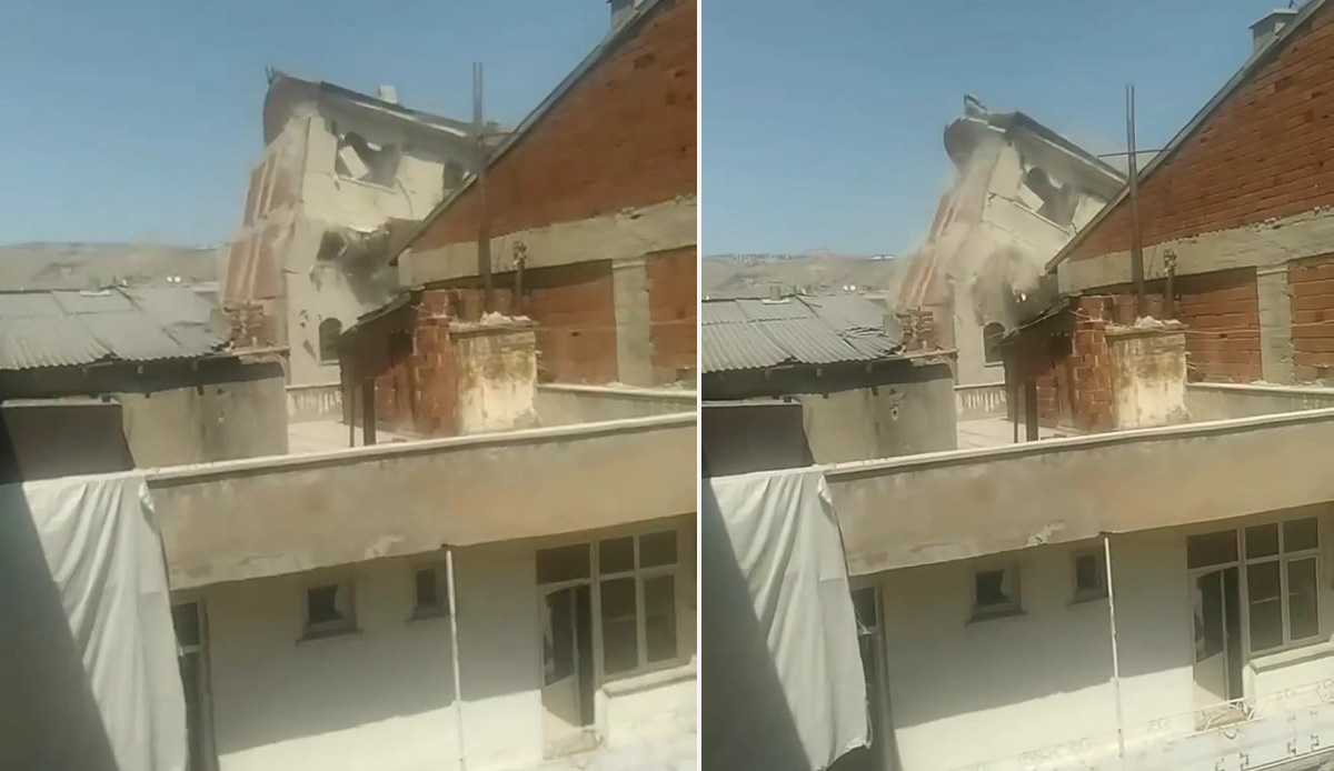Tek dokunuşla yerle bir olan binayı görenler hayrete düştü