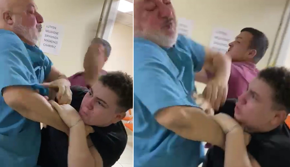 Sağlık raporu vermeyen doktora hasta ve yakınlarından darp: Dehşet anları kamerada