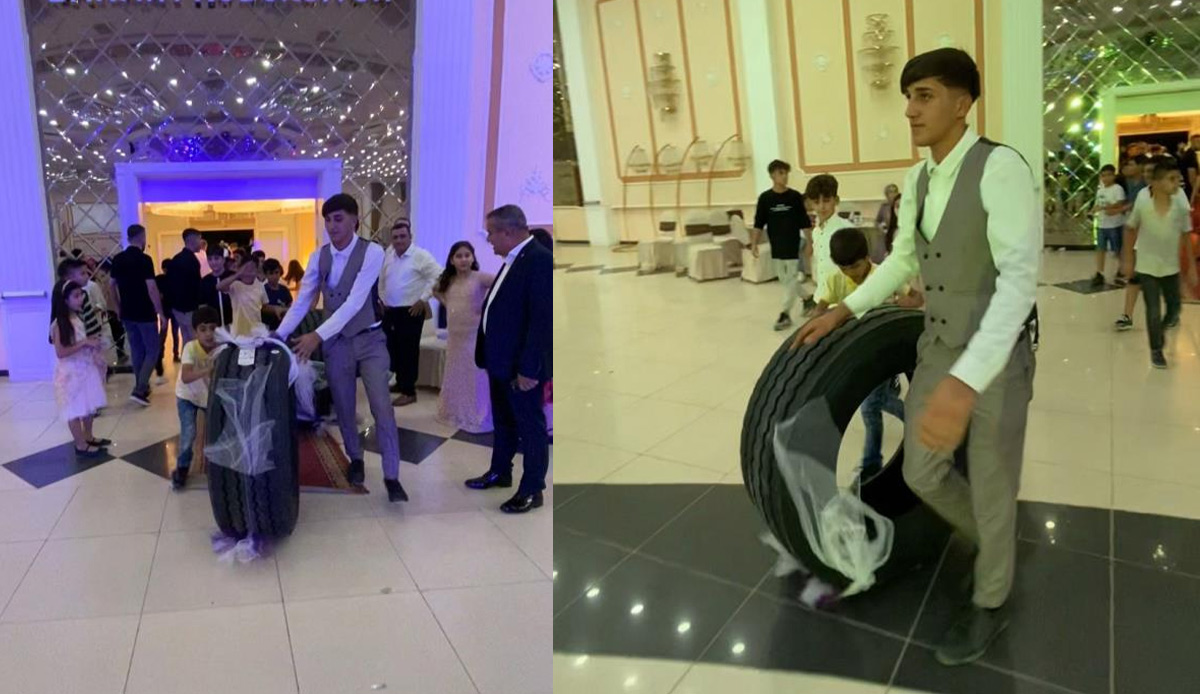 Gelin ve damat şoke oldu! Böyle düğün hediyesi görülmedi: Altın yerine araç lastiği