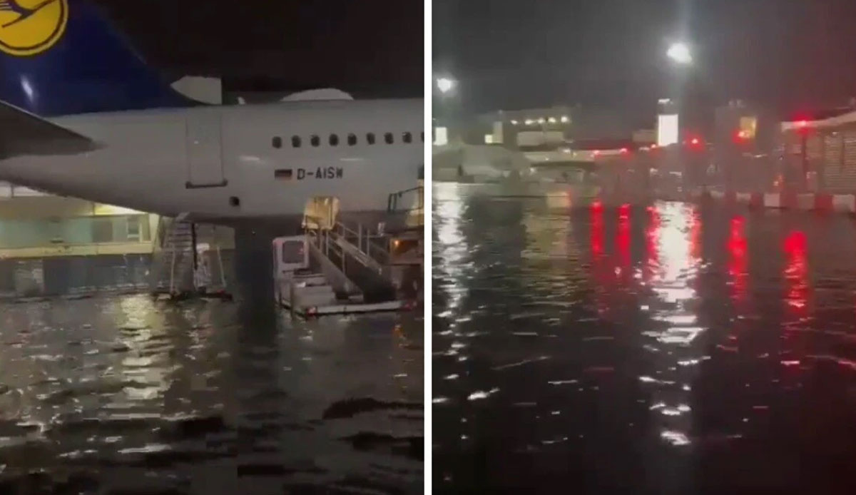 Frankfurt Havalimanı'nı su bastı, apron göle döndü