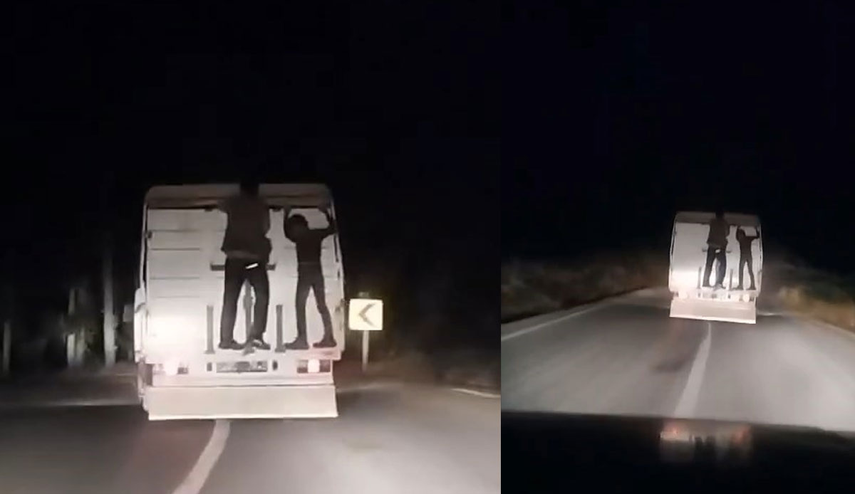 Baba oğulun tehlikeli yolculuğu kameralara yansıdı