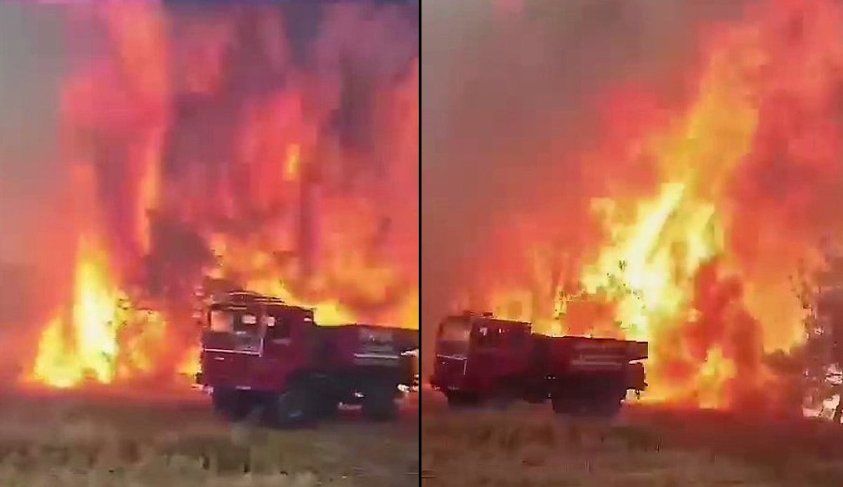 Çanakkale’deki yangına desteğe gittiler, alevlerin ortasında kaldılar! Ekibin korku dolu anları kamerada