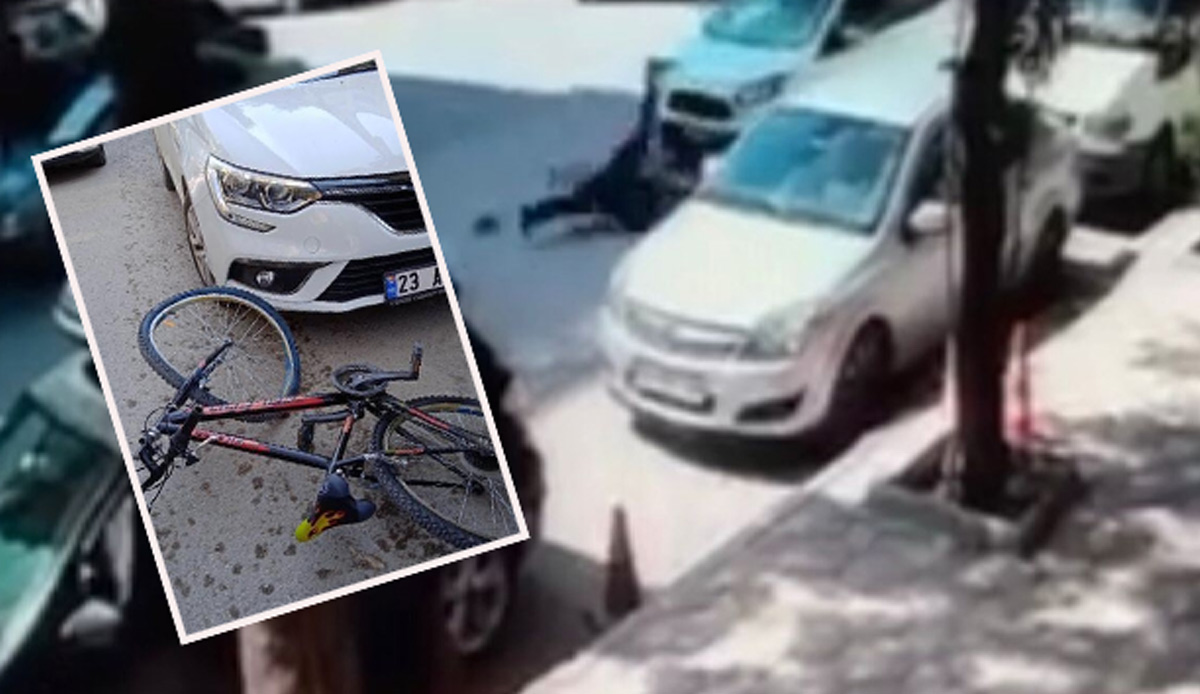 Bisikletli çocuğa otomobil çarptı, o anlar kameralara yansıdı