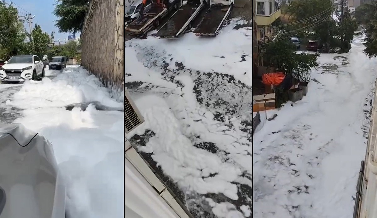 Kocaeli'de sağanak sonrası ilginç görüntü! Sokak jakuziye döndü, sebebi bilinmiyor