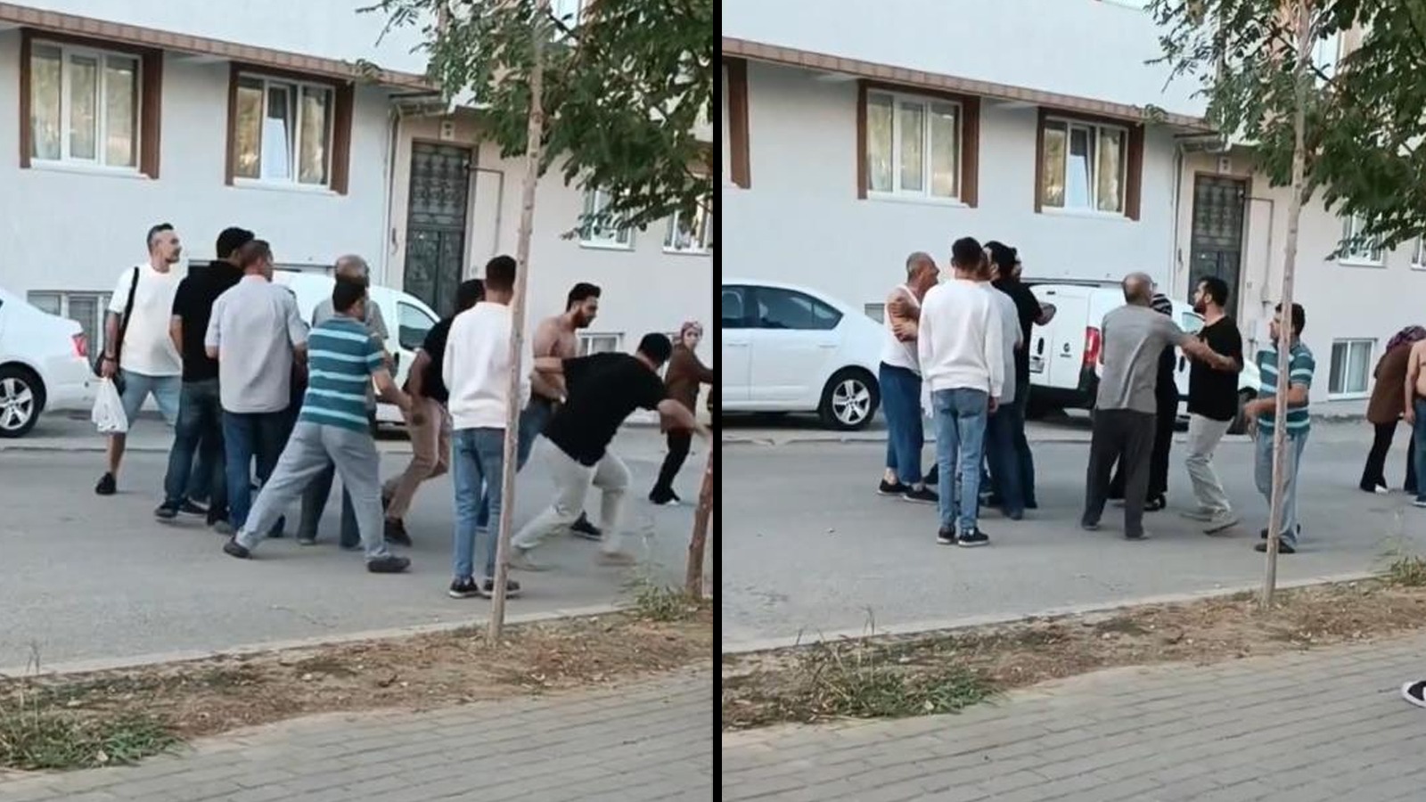 Komşu kavgasında yumruklar havada uçuştu, o anlar kamerada