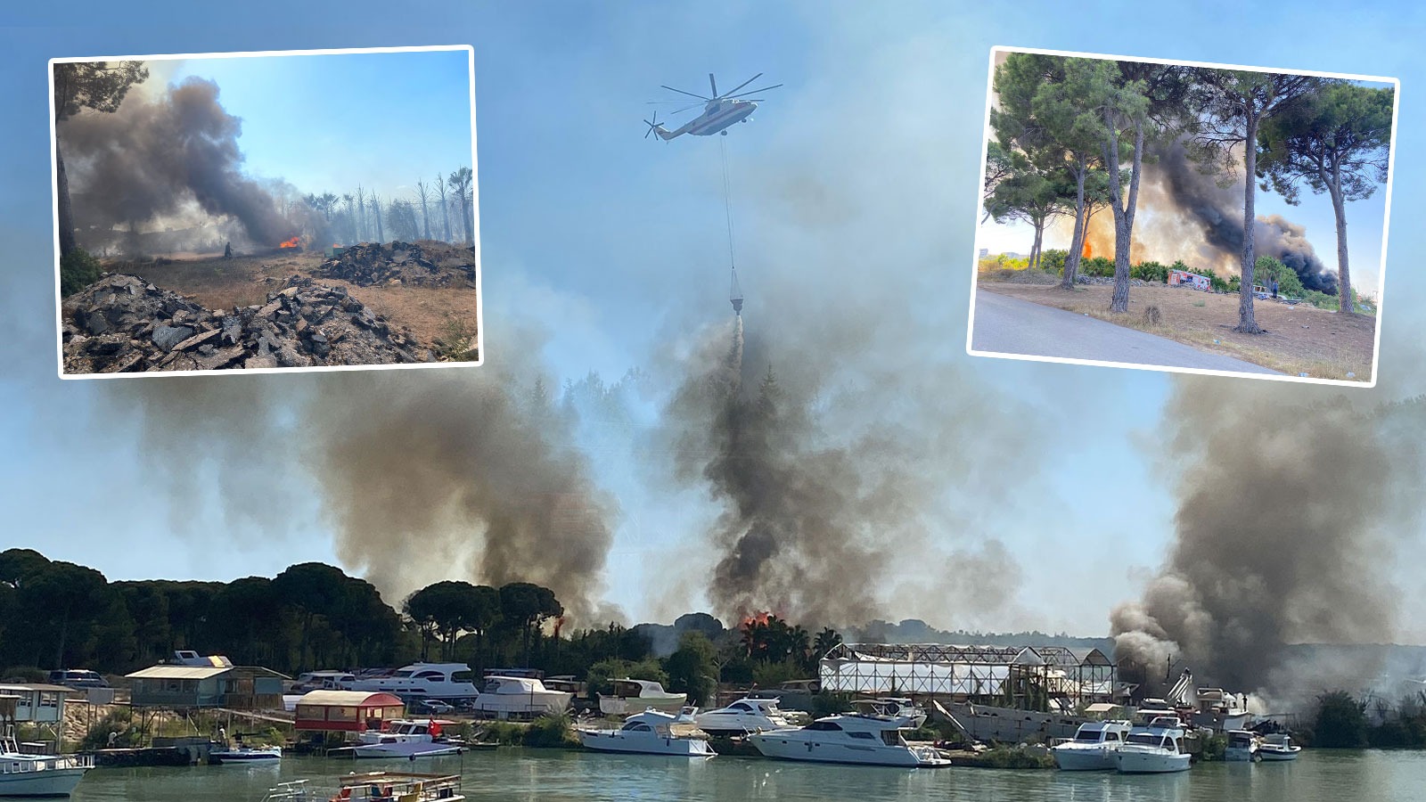 Antalya'da otluk alanda yangın çıktı! Alevler tersane ve ormana sıçradı