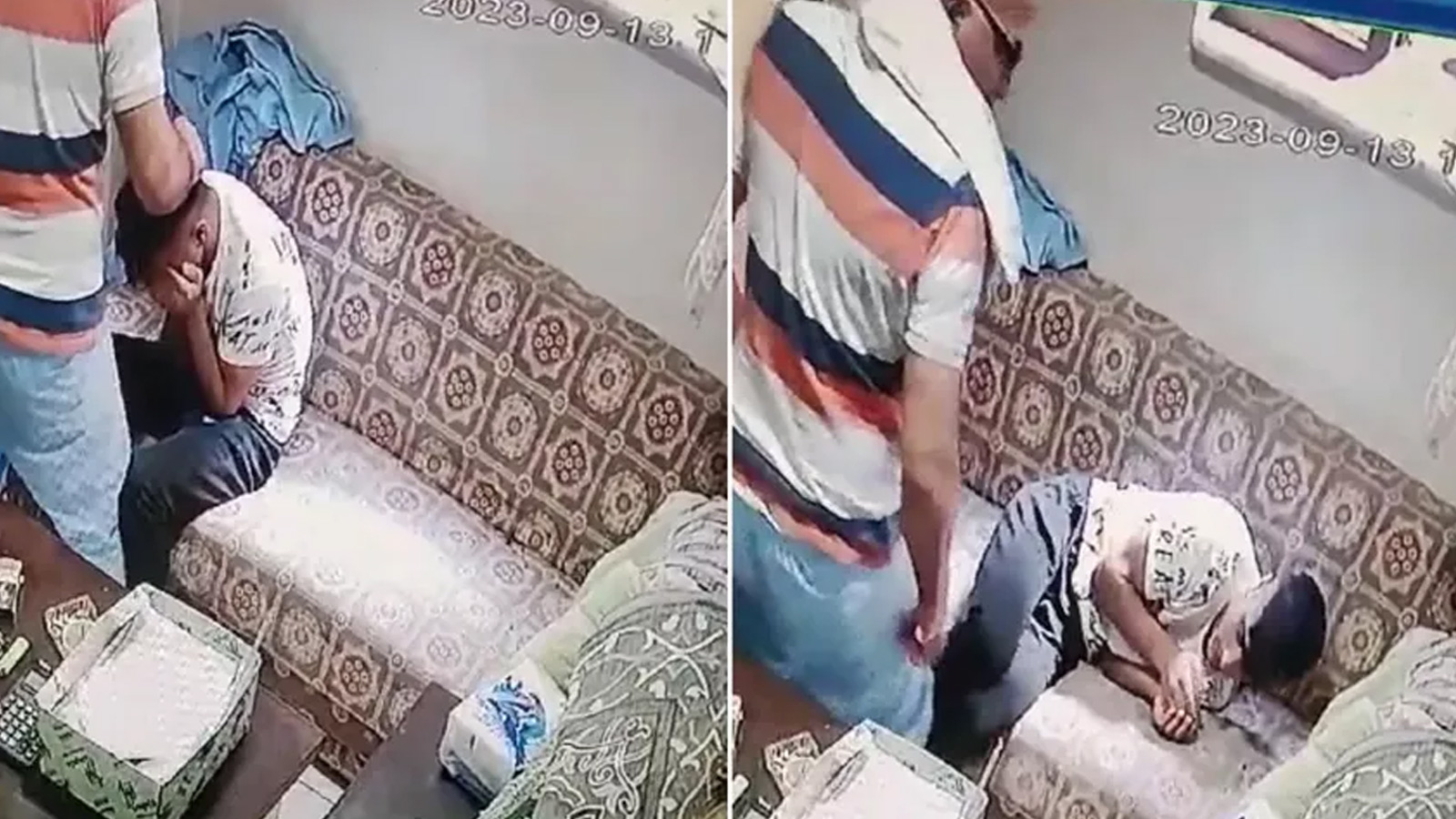 Patronun elinden zor kurtuldu: Hırsız çalışan dayağı kamerada