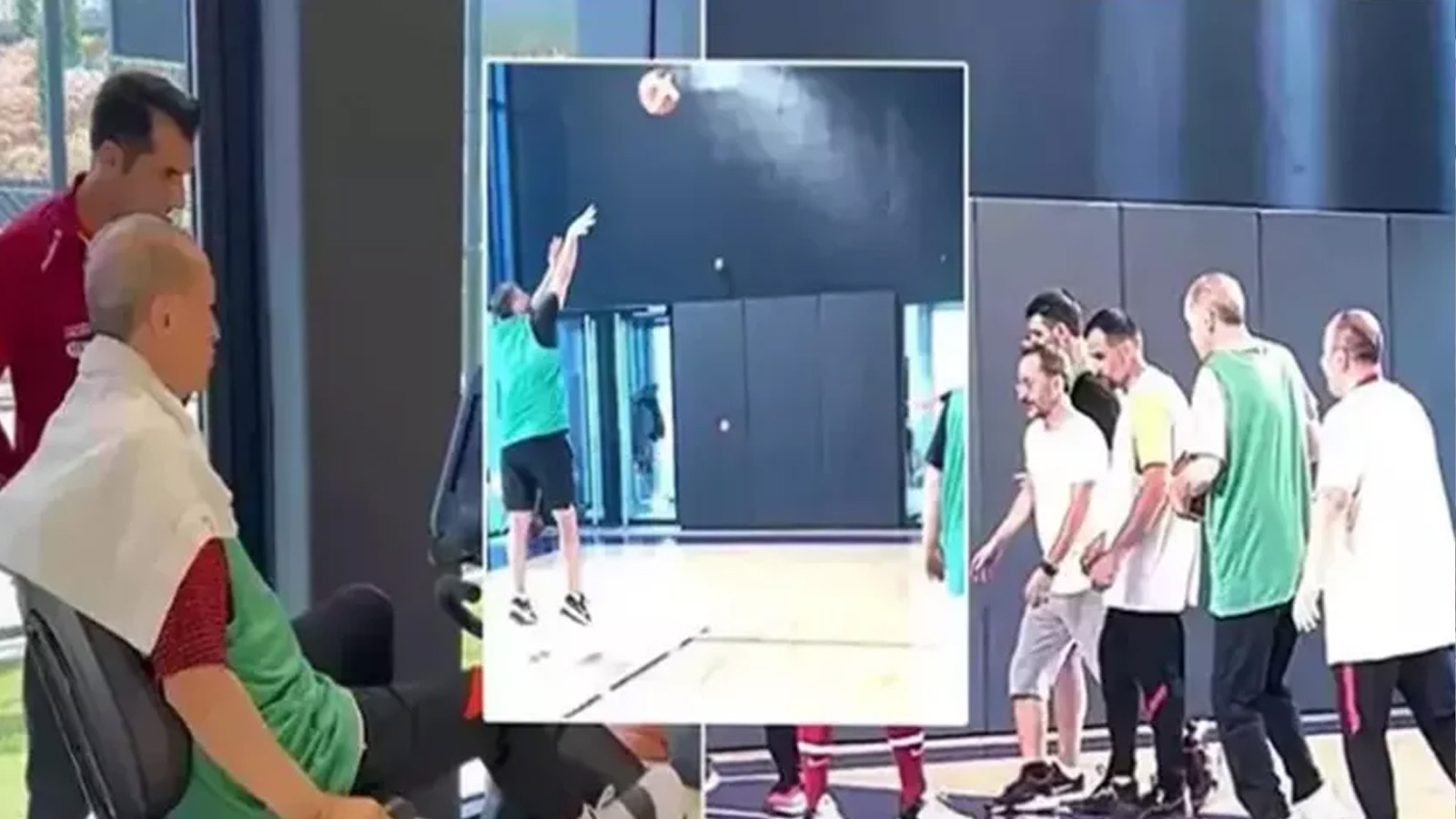 Cumhurbaşkanı Erdoğan'ın basketbol oynadığı anlar kamerada