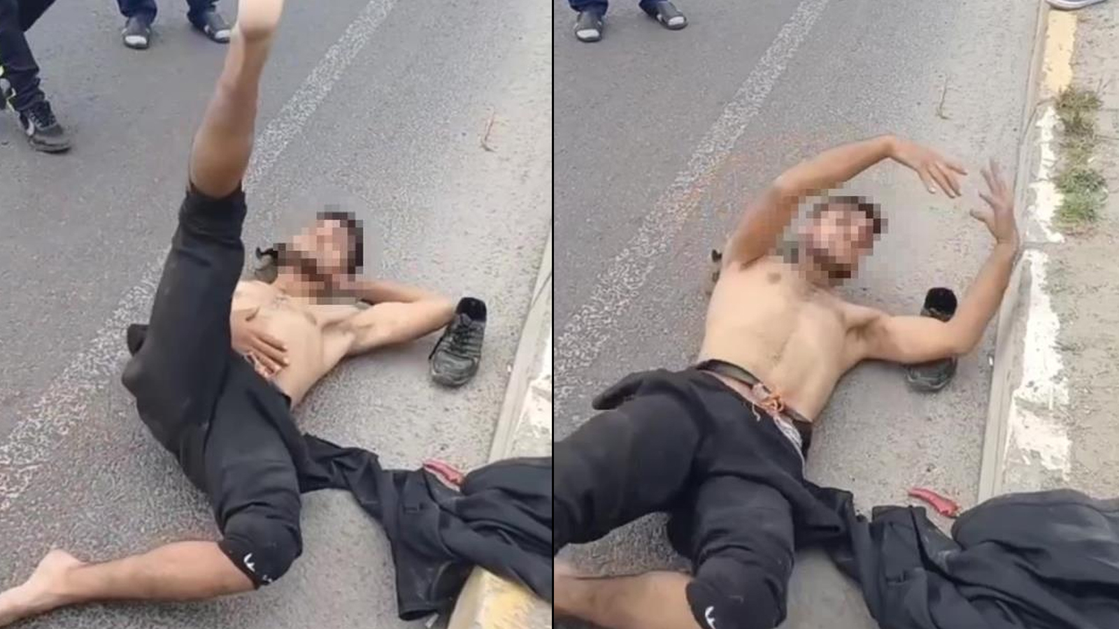 Yerlere yattı, polisin önünde dans etti