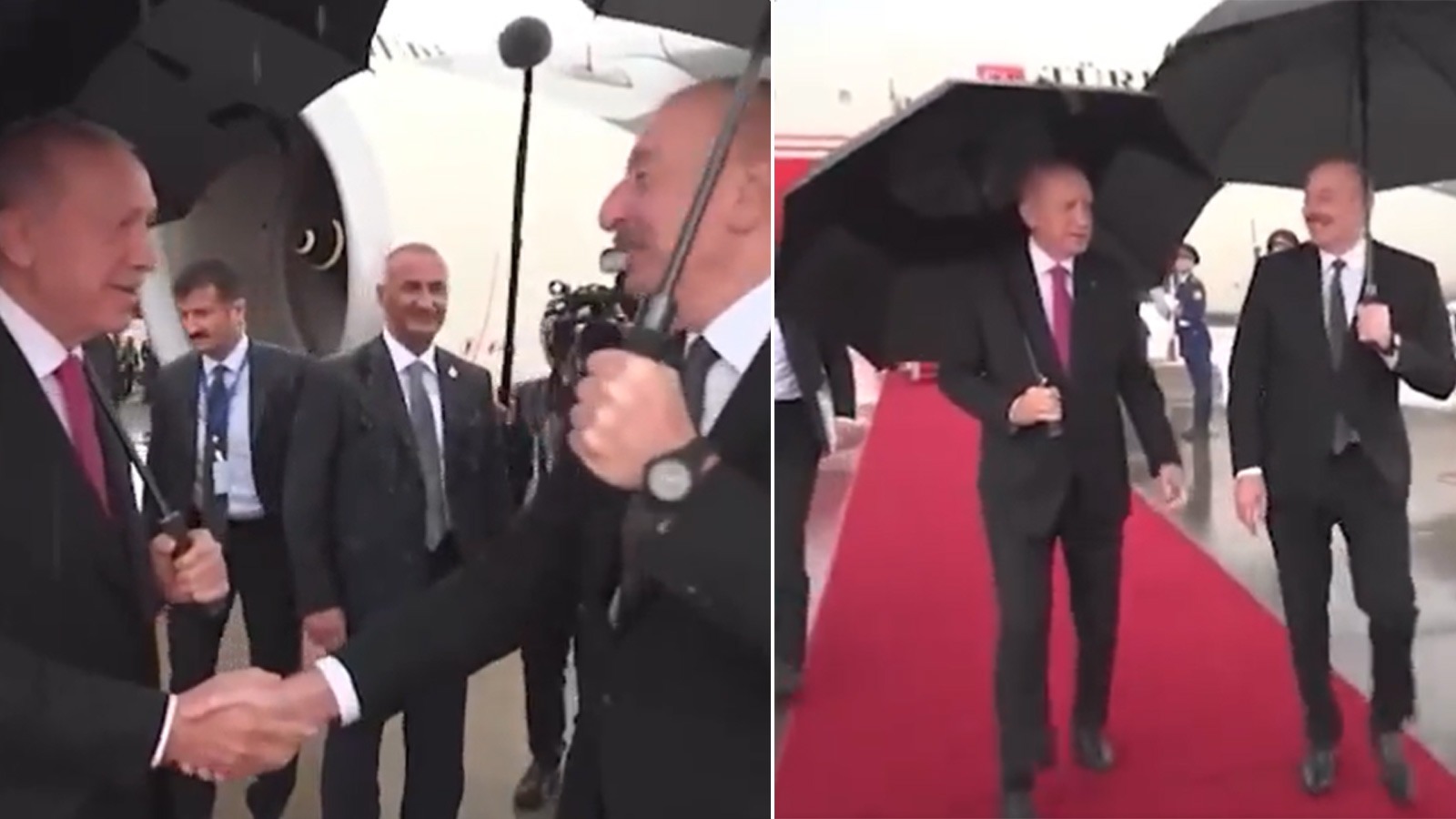 Cumhurbaşkanı Erdoğan, Azerbaycan’da İlham Aliyev ile bir araya geldi: Kardeşim bizim oralar yanıyor senin buralar rahmet