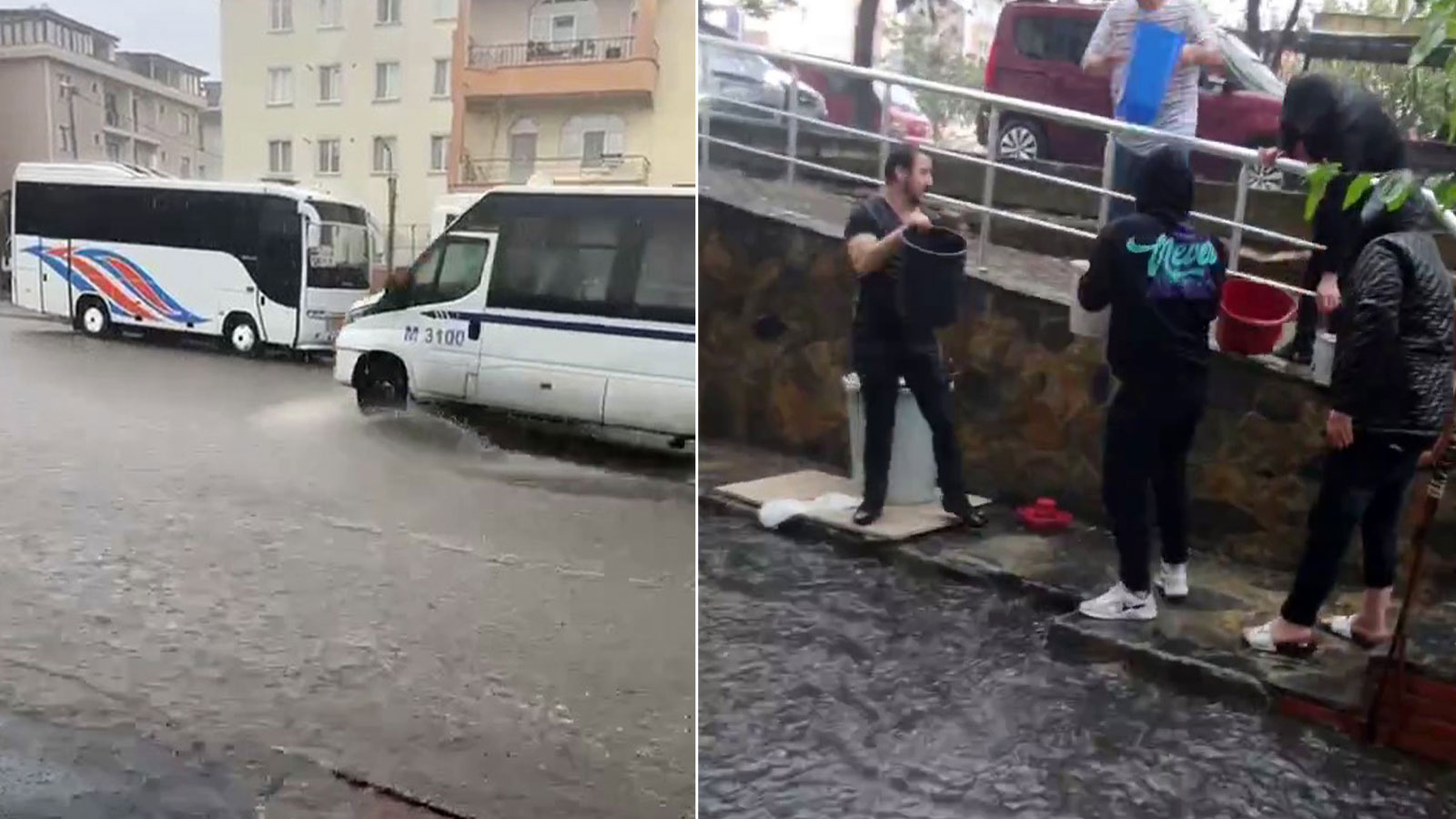 Büyükçekmece'de sağanak yağış sonrası sokaklar göle döndü: Esnaf dükkanları için seferber oldu
