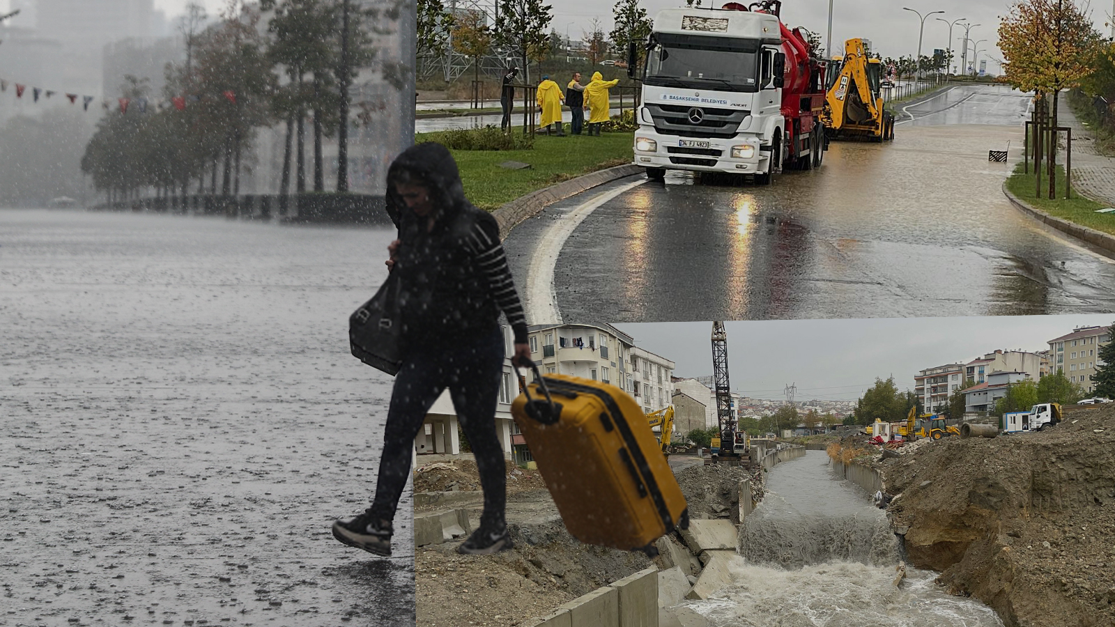 İstanbul’u sağanak vurdu! Esenyurt’ta dere taştı, istinat duvarı yıkıldı
